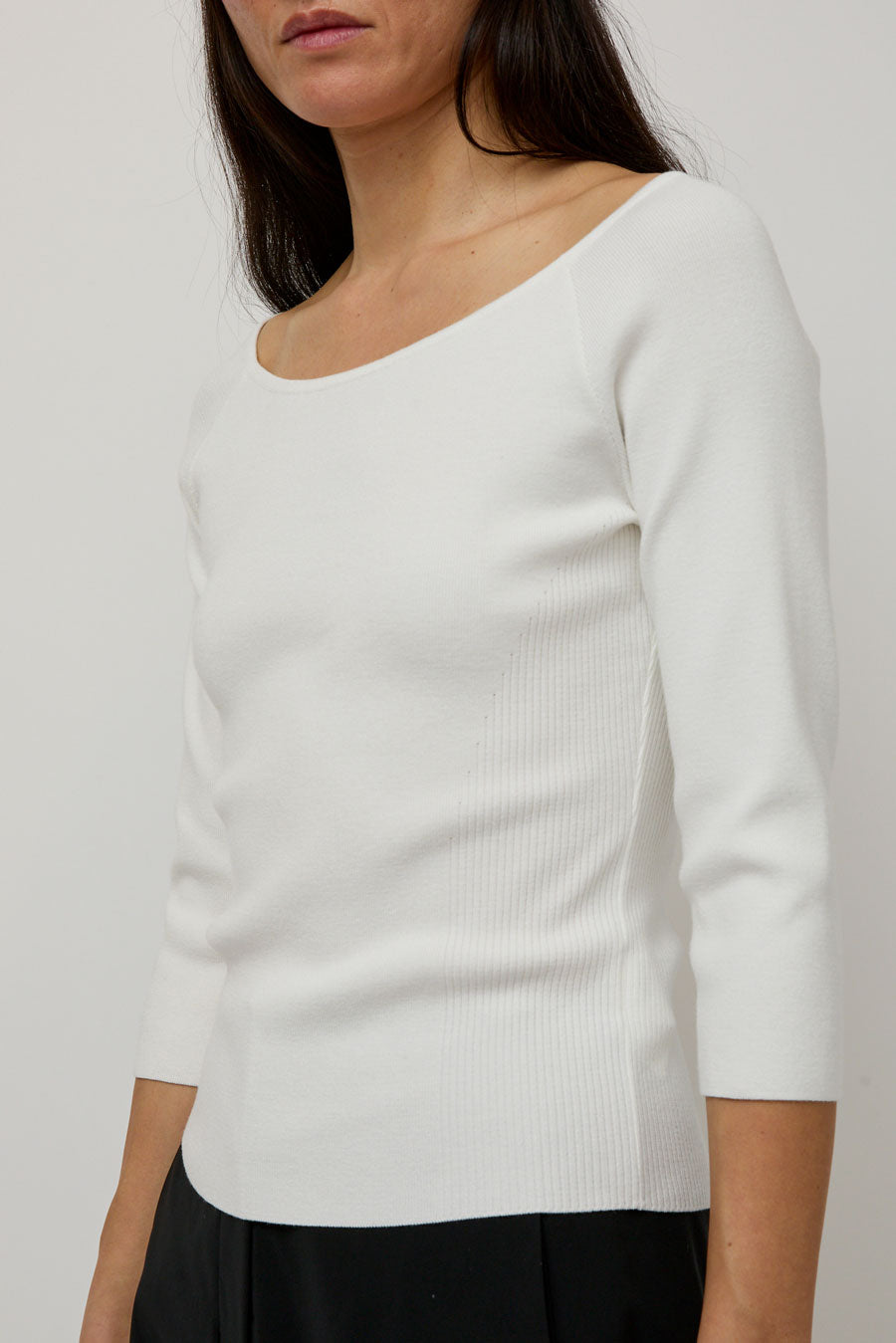 Amomento Scoop Neck Knit Top in White