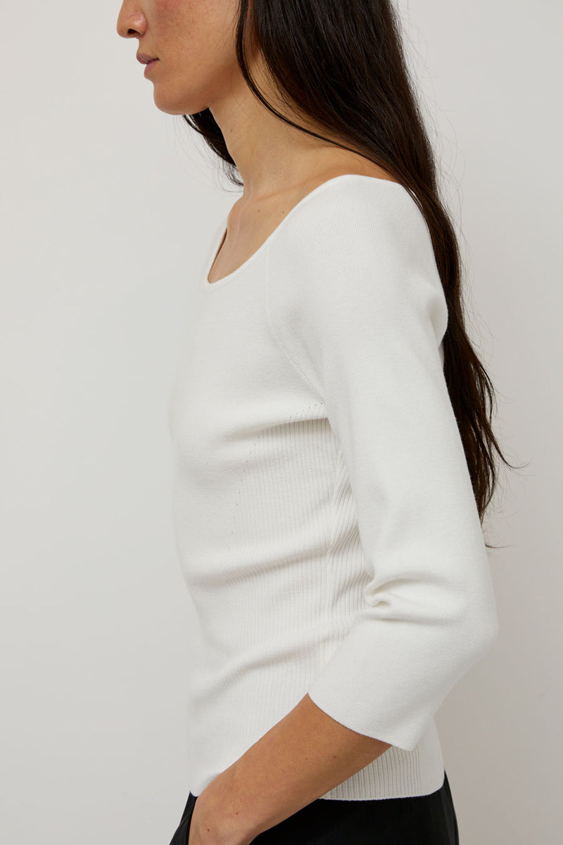 Amomento Scoop Neck Knit Top in White