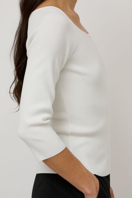 Amomento Scoop Neck Knit Top in White