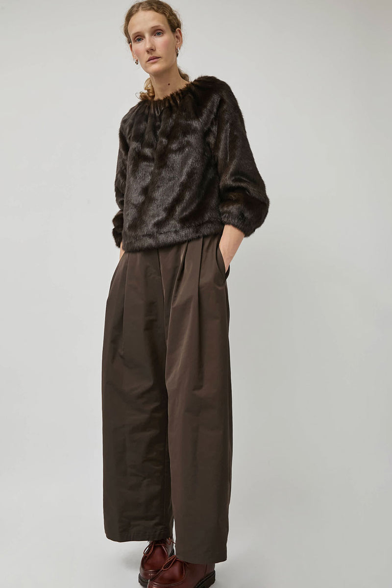 Amomento Shearing Off Shoulder Top in Dark Brown