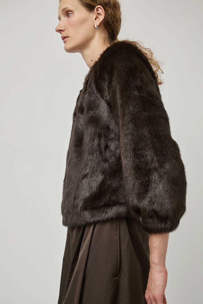 Amomento Shearing Off Shoulder Top in Dark Brown