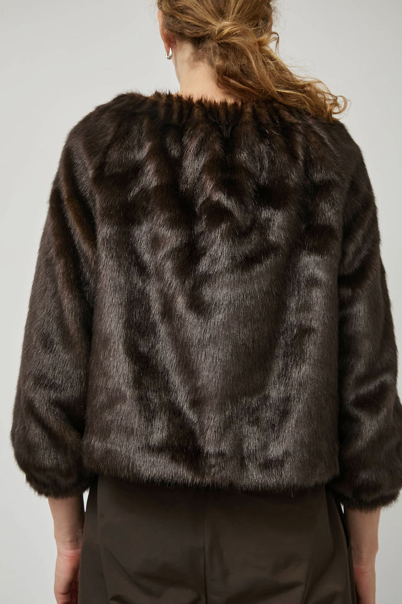 Amomento Shearing Off Shoulder Top in Dark Brown