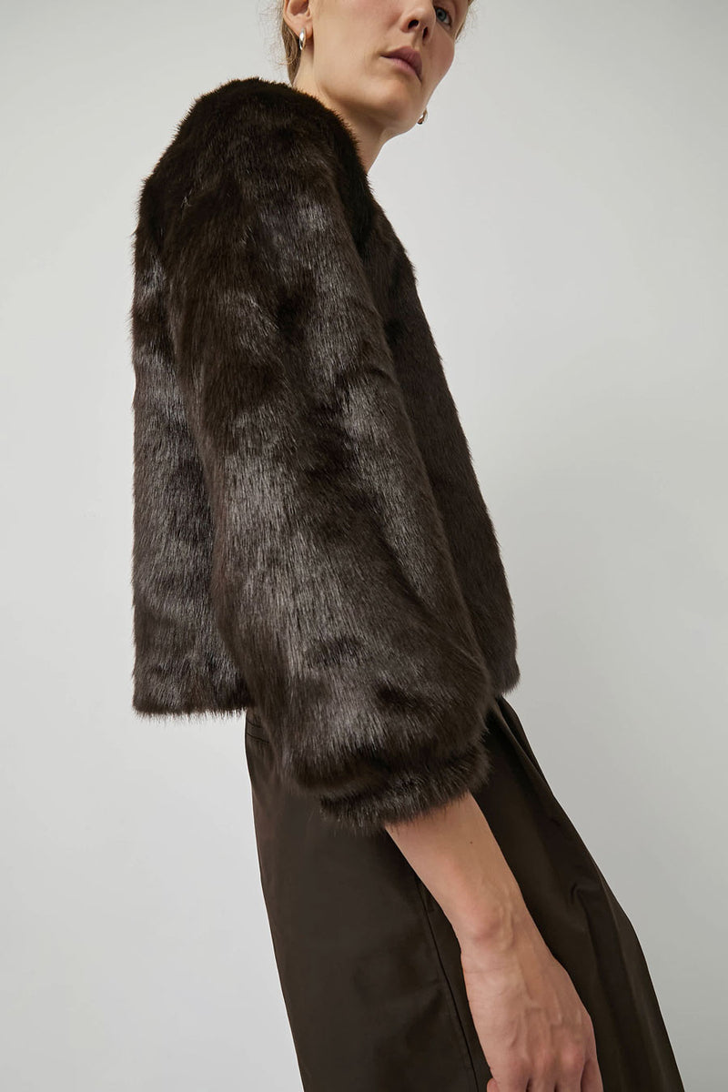 Amomento Shearing Off Shoulder Top in Dark Brown