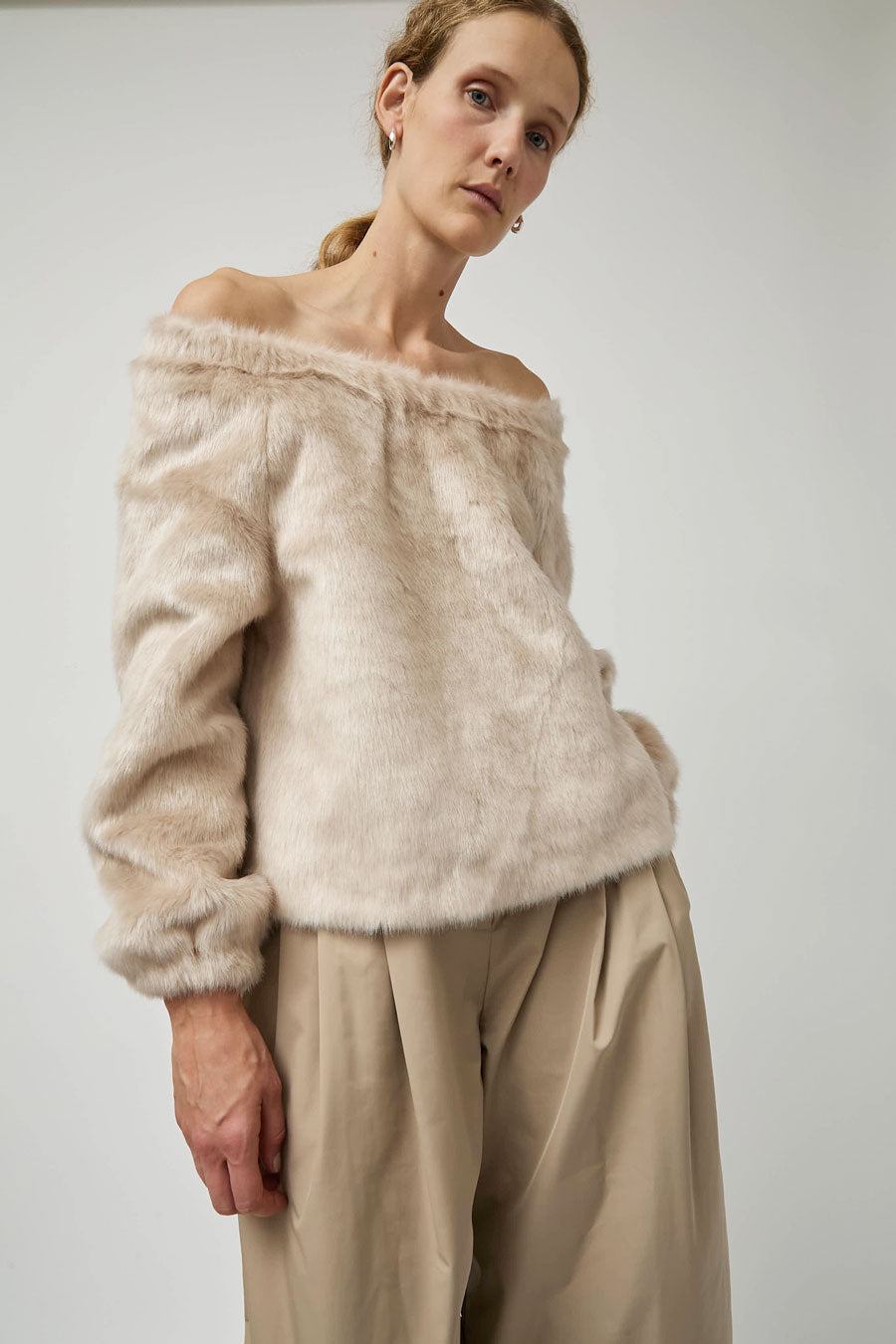 Amomento Shearing Off Shoulder Top in Ivory