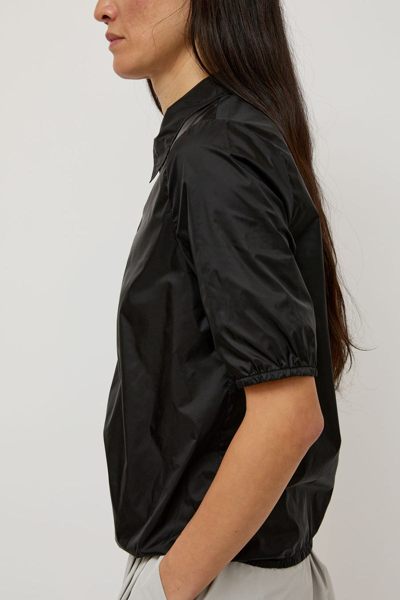 Amomento Sheer Half Zip Up Top in Black