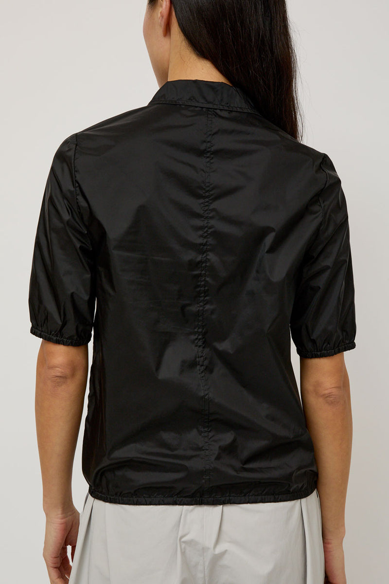 Amomento Sheer Half Zip Up Top in Black