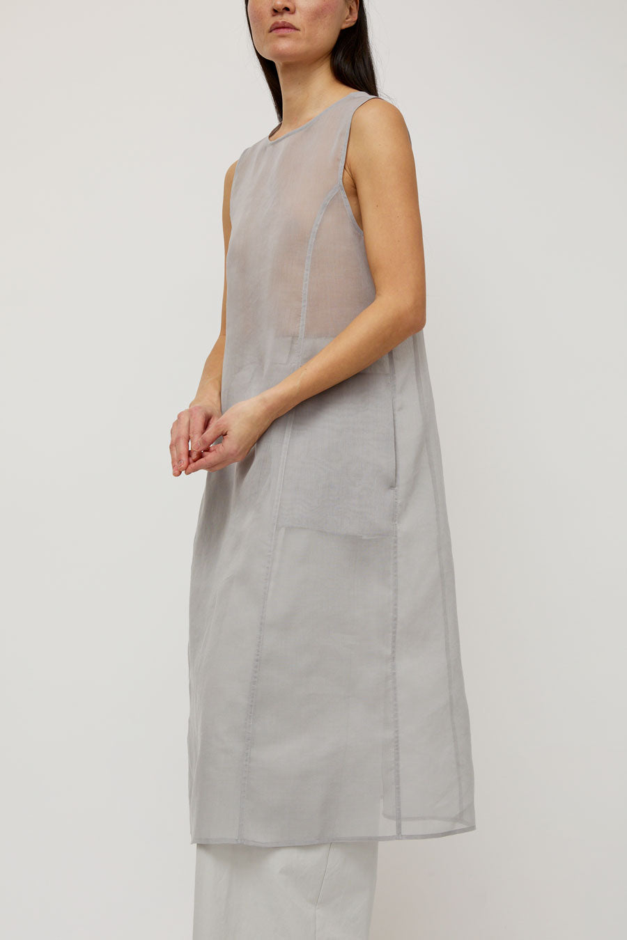 Amomento Sheer Long Dress in Grey