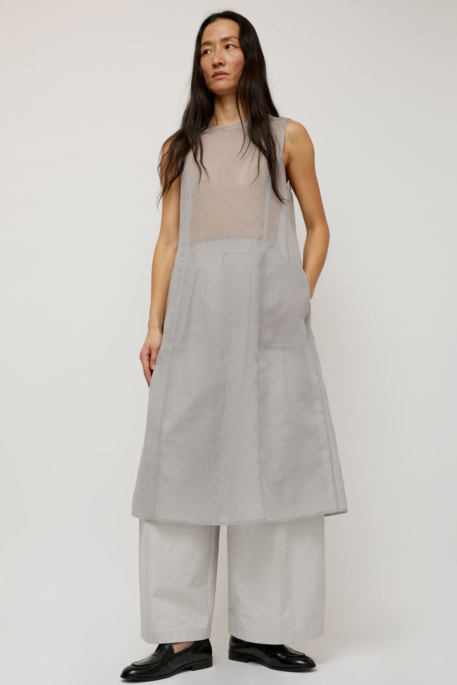 Amomento Sheer Long Dress in Grey