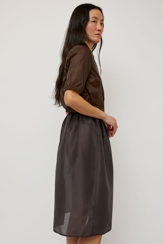 Amomento Shirring Organza Skirt in Charcoal