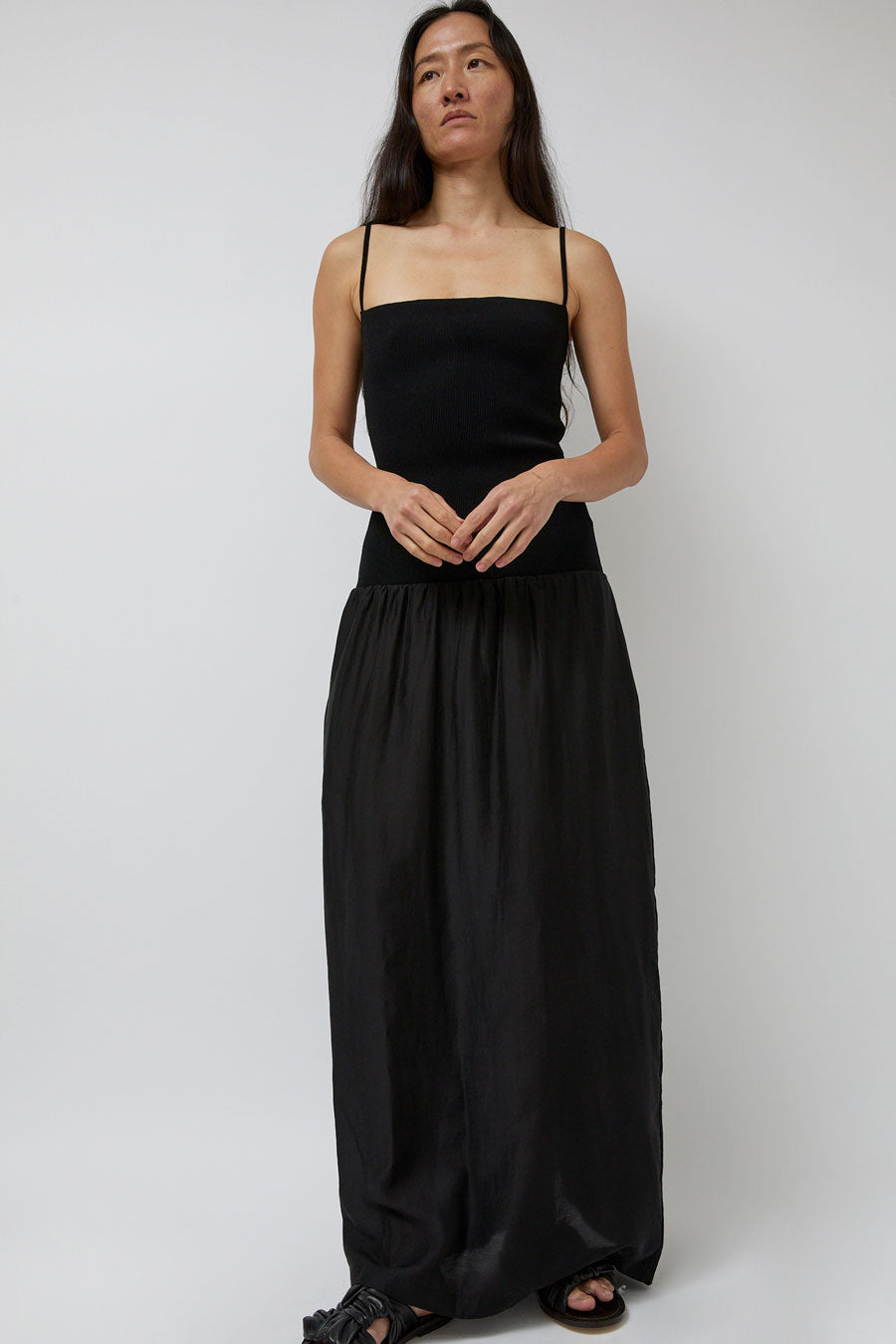 Amomento Silky Knit Maxi Dress in Black