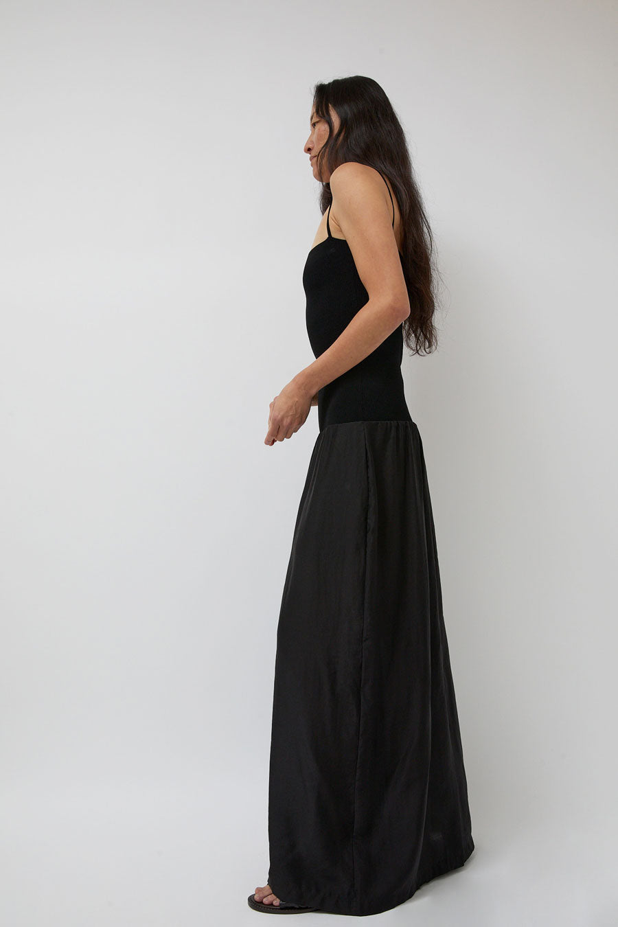 Amomento Silky Knit Maxi Dress in Black