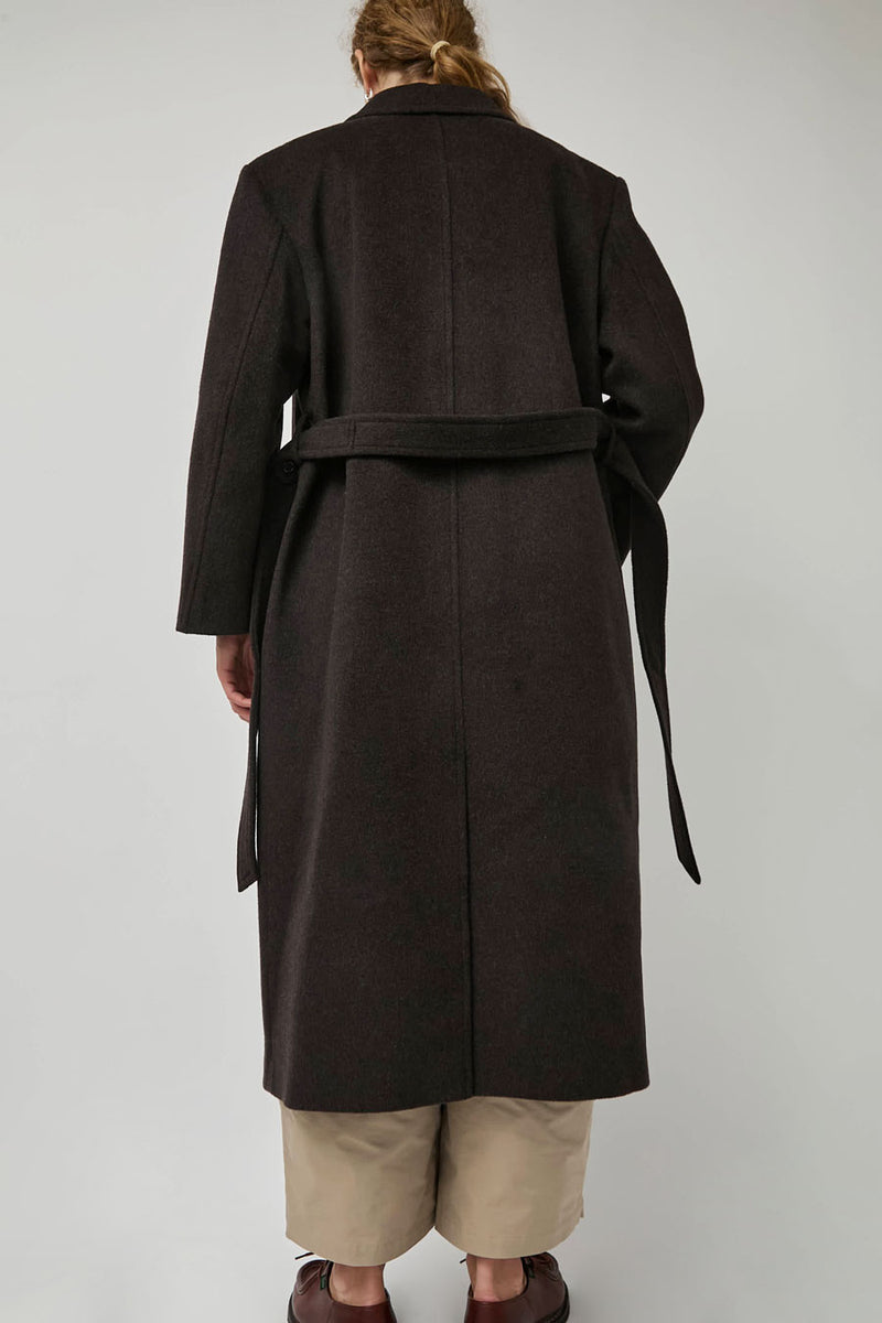 Amomento Single Breasted Maxi Long Coat in Dark Brown