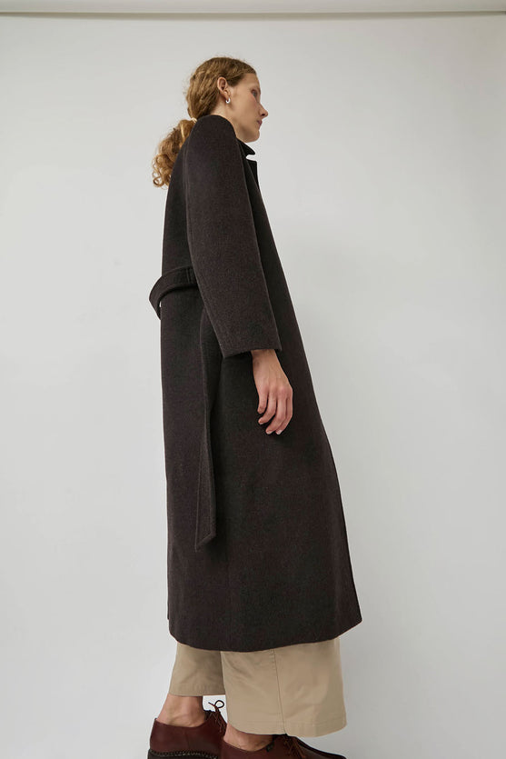 Amomento Single Breasted Maxi Long Coat in Dark Brown – No.6 Store
