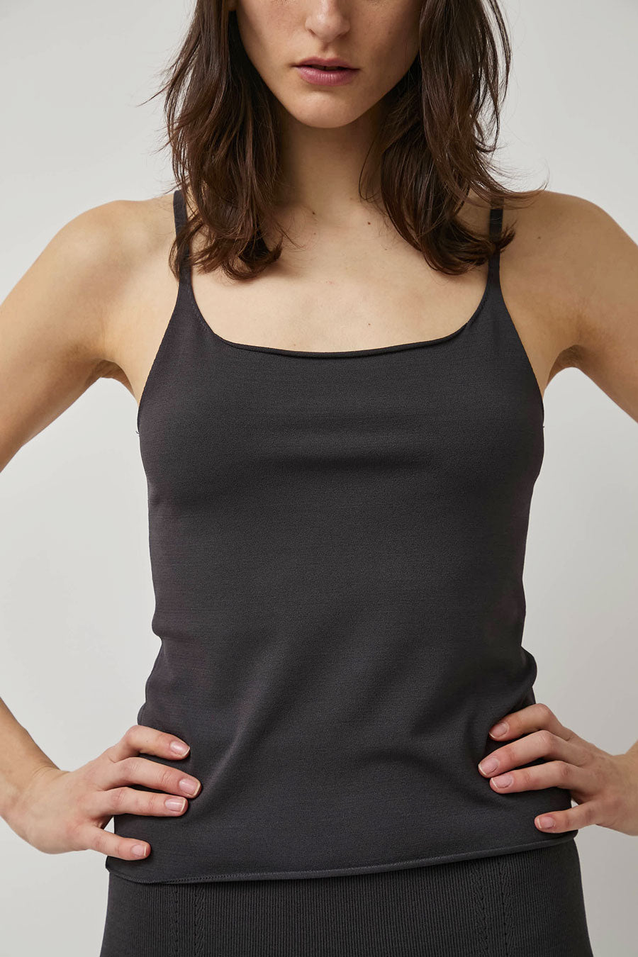 Amomento Sleeveless Knit Top in Charcoal