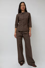 Amomento Stripe Banding Pants in Brown