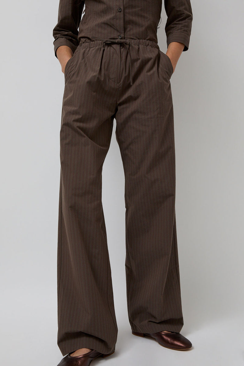 Amomento Stripe Banding Pants in Brown