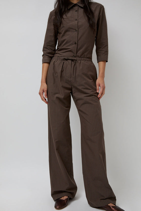Amomento Stripe Banding Pants in Brown