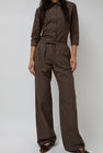 Amomento Stripe Banding Pants in Brown