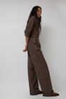 Amomento Stripe Banding Pants in Brown