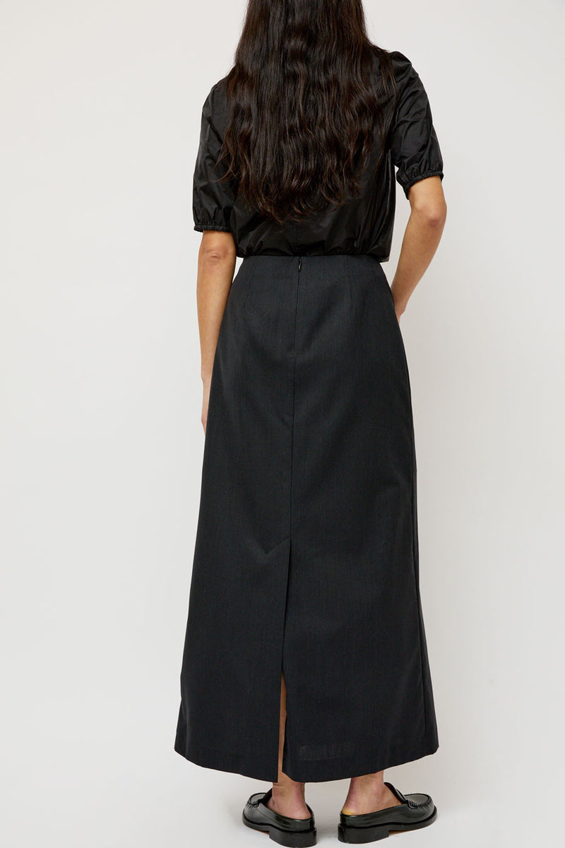 Amomento Stripe Maxi Long Skirt in Black