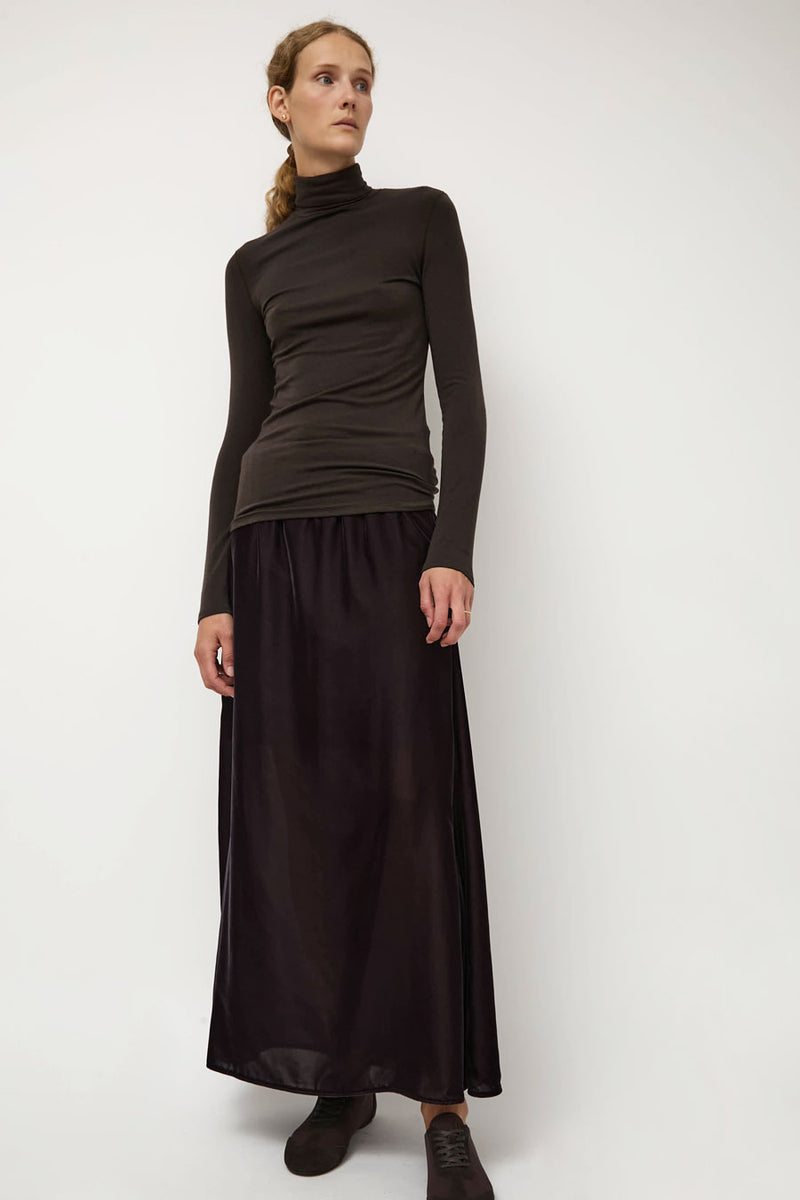 Amomento Velvet Drawstring Maxi Skirt in Brown