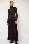 Amomento Velvet Drawstring Maxi Skirt in Brown