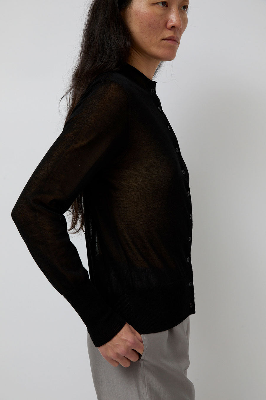 Amomento Wholegarment Sheer Cardigan in Black