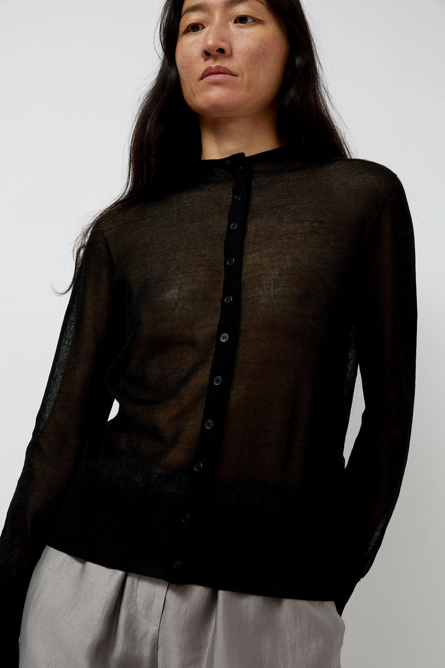 Amomento Wholegarment Sheer Cardigan in Black