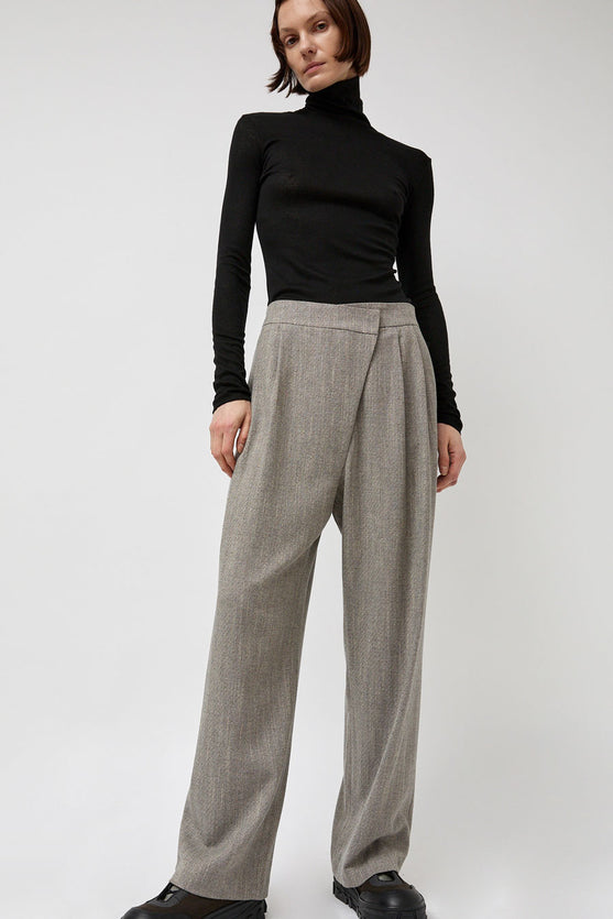 Amomento Wool Tweed Wrap Pants in Grey