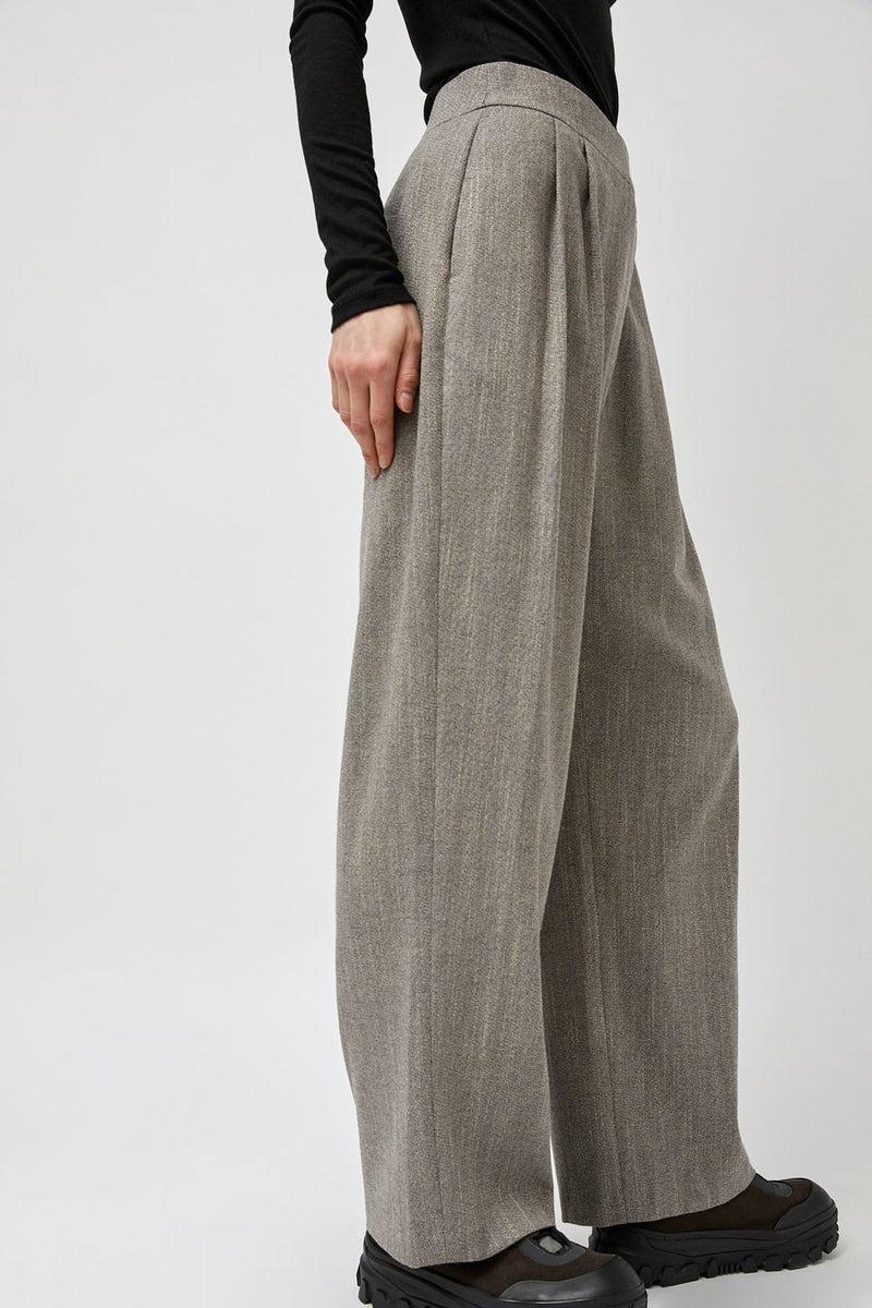 Amomento Wool Tweed Wrap Pants in Grey