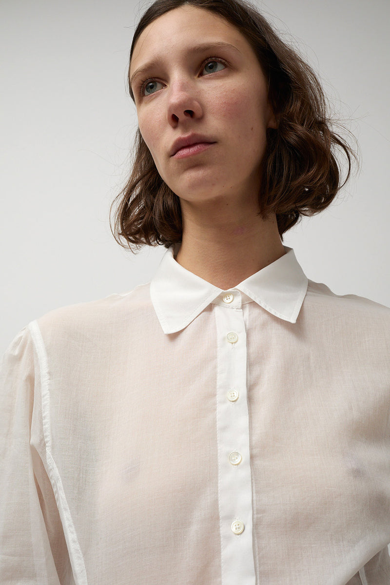 Amomento Sheer Button Down in White