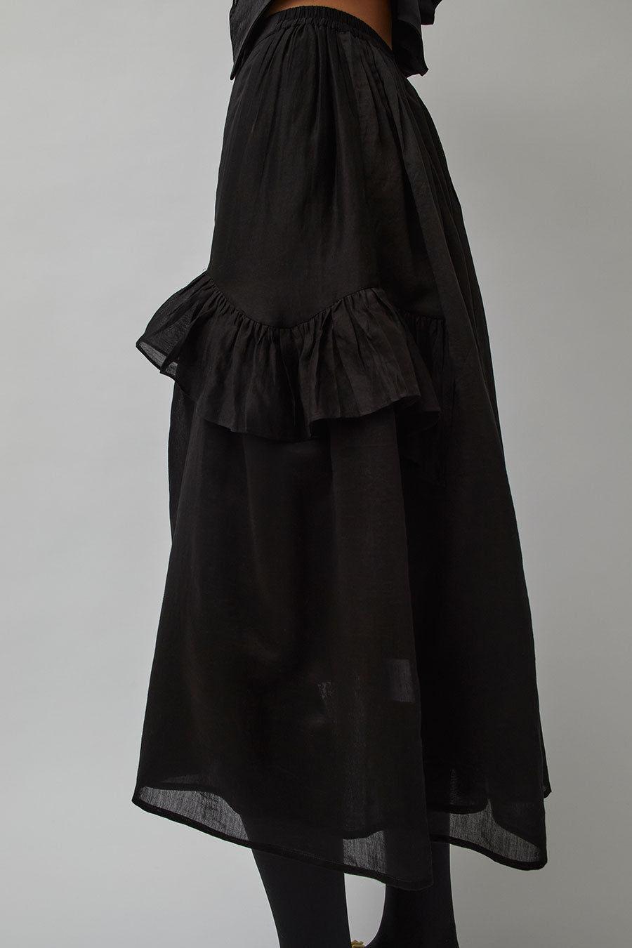 Anaak Ida Asymmetrical Midi Skirt in Onyx