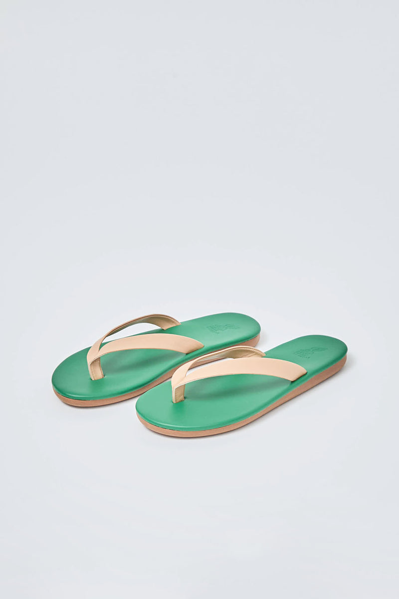 Ancient Greek Sandals Colorblock in Natural and Green