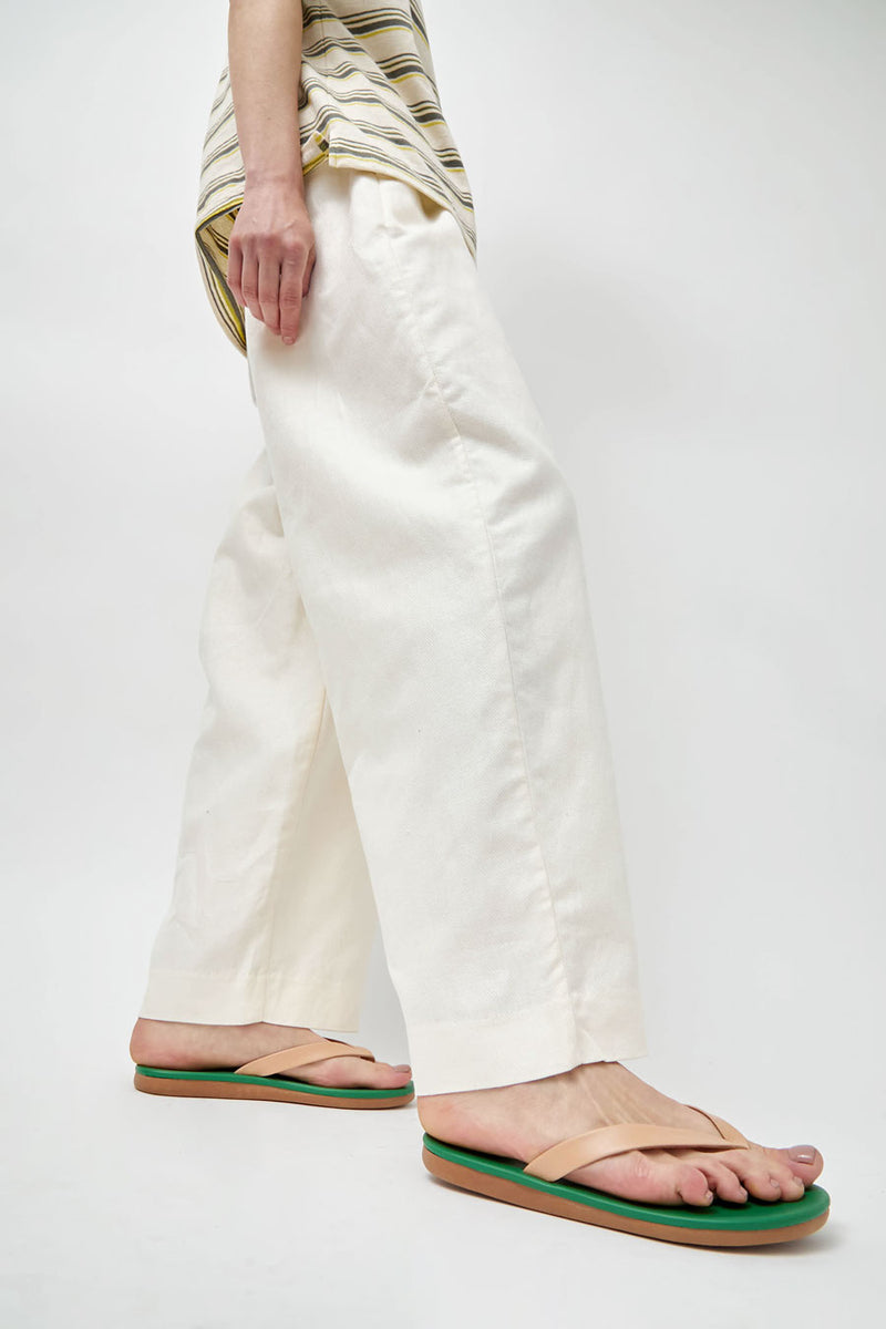 Ancient Greek Sandals Colorblock in Natural and Green