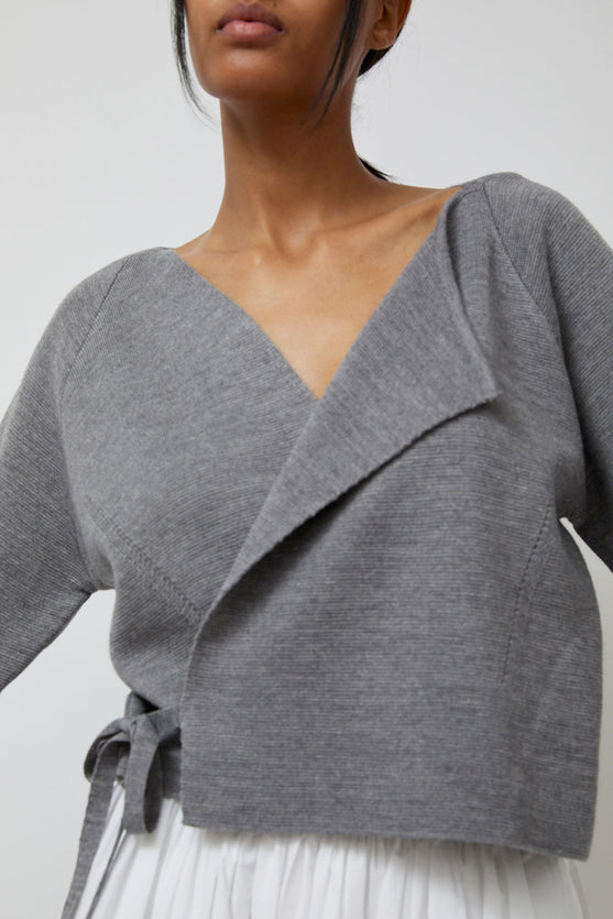 Anggae Ballet Trainer Wrap Cardigan in Grey