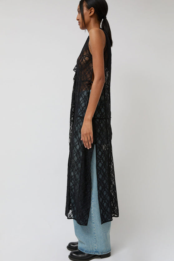 Anggae Lace Hooded Layering Dress in Black