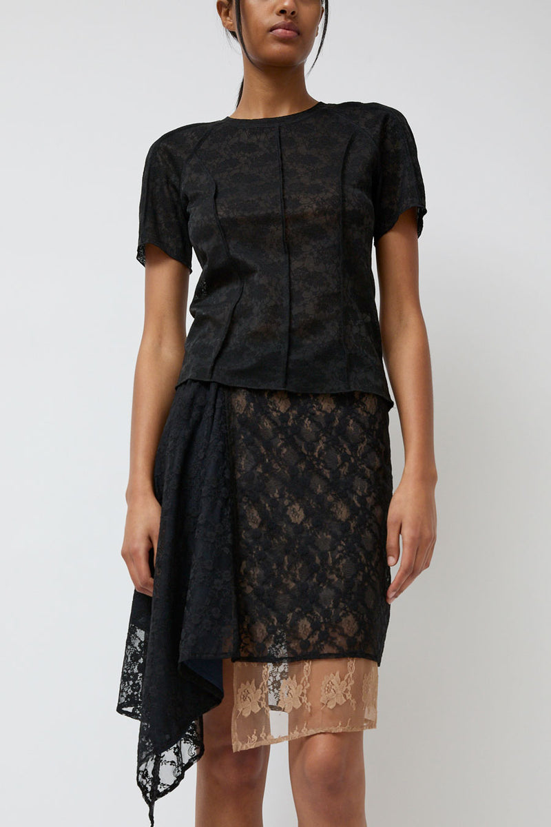 Anggae Lace Scuba T-Shirt in Black