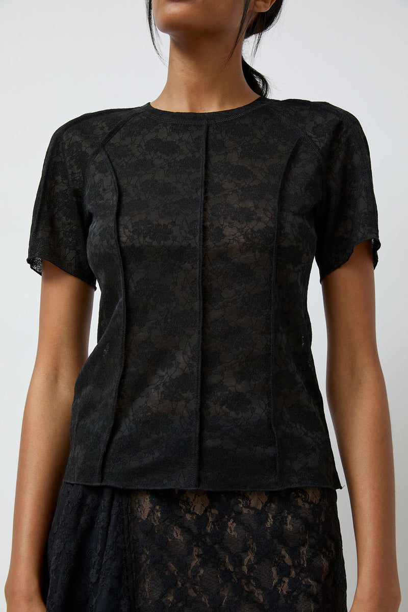 Anggae Lace Scuba T-Shirt in Black