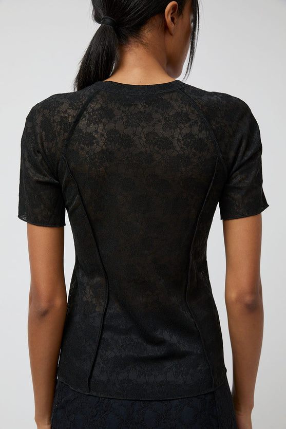 Anggae Lace Scuba T-Shirt in Black