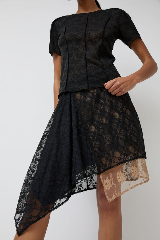 Anggae Layered Lace Skirt in Black