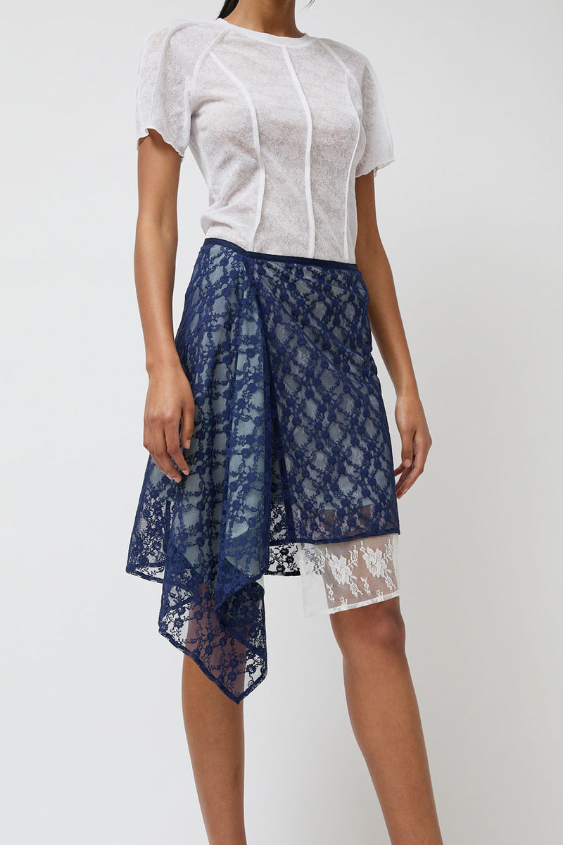 Anggae Layered Lace Skirt in Navy