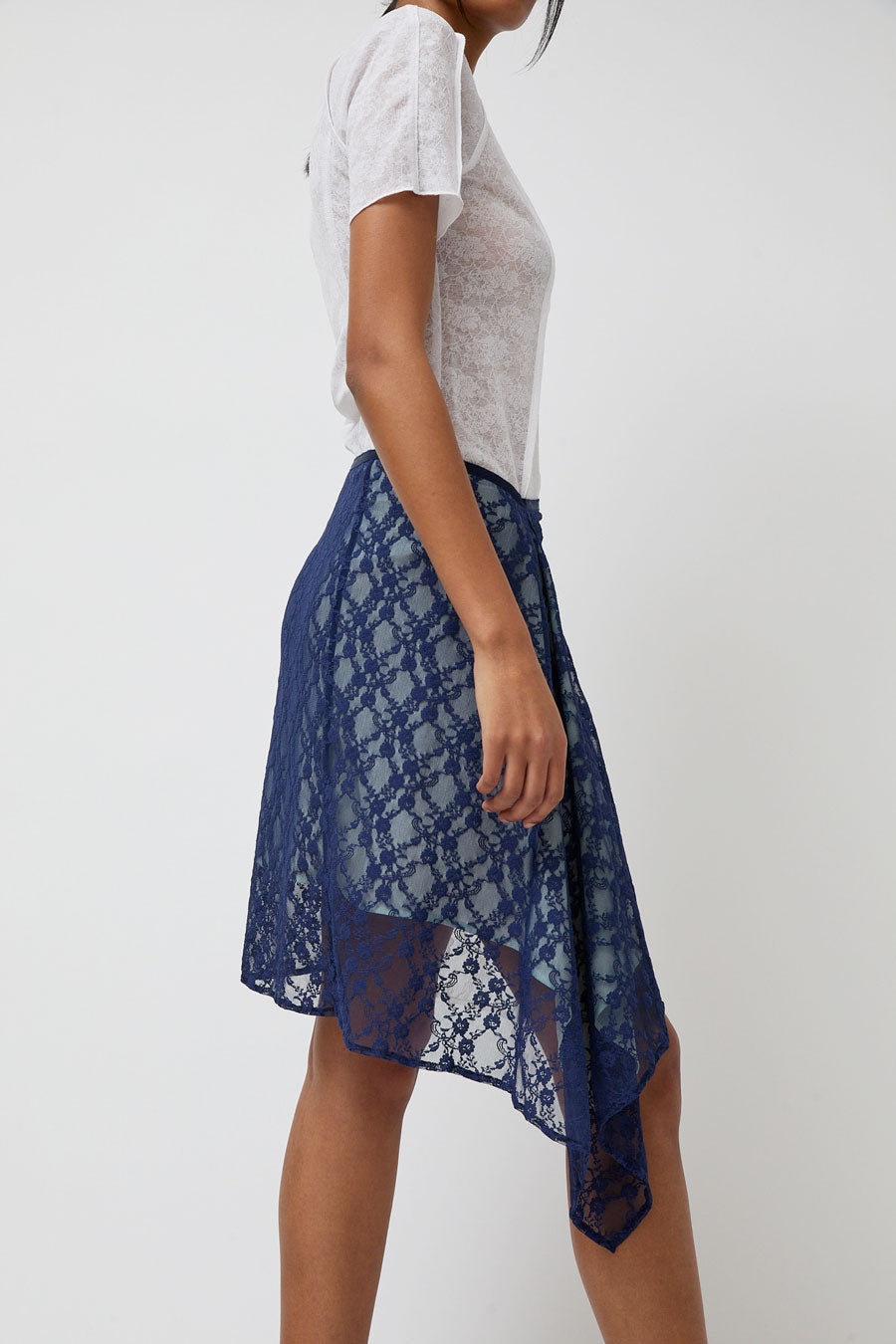 Anggae Layered Lace Skirt in Navy