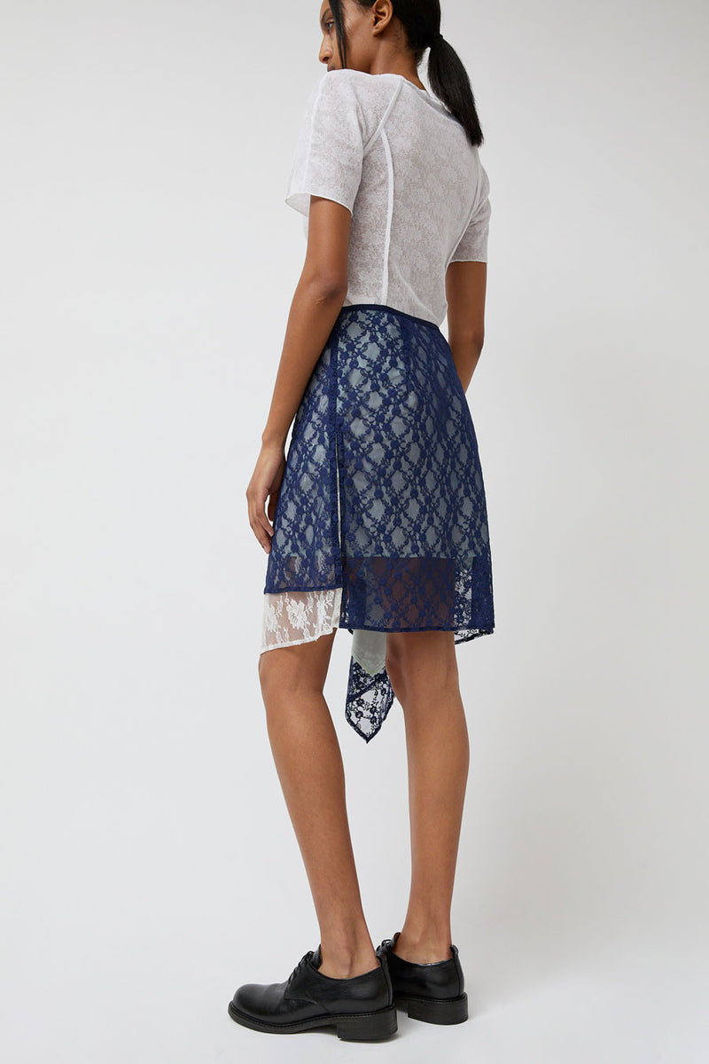 Anggae Layered Lace Skirt in Navy