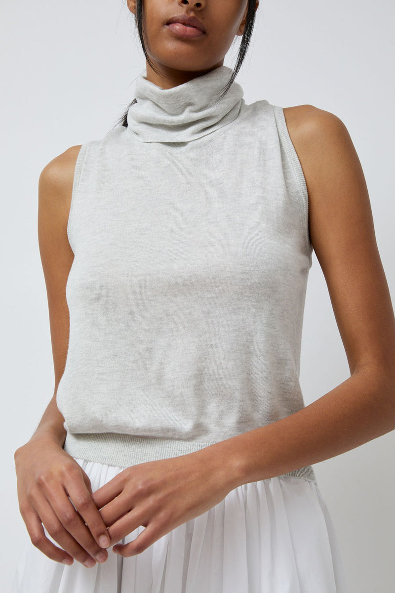 Anggae Twisted Back Knit Top in Grey