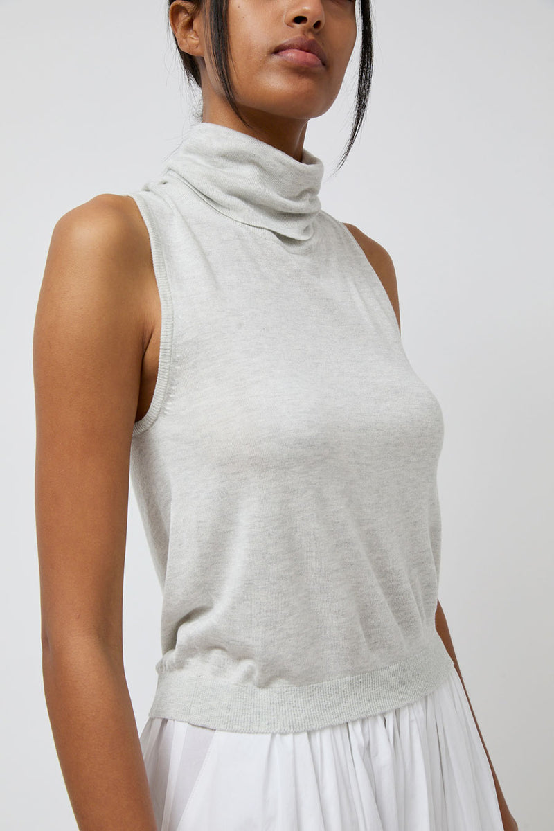 Anggae Twisted Back Knit Top in Grey