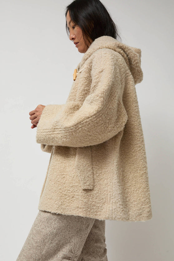 Anggae Fuzzy Hood Outer in Ivory