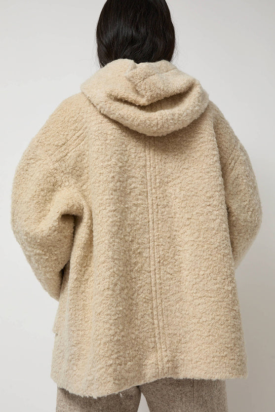 Anggae Fuzzy Hood Outer in Ivory