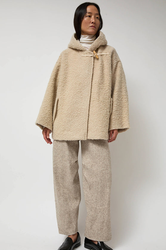 Anggae Fuzzy Hood Outer in Ivory