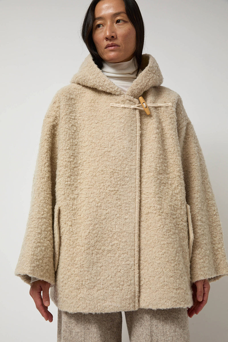 Anggae Fuzzy Hood Outer in Ivory