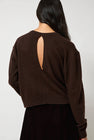 Anggae Lambswool Two Holes Solid Pullover in Brown